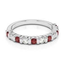 925 Sterling Silver Round 1.30 Ctw Red Garnet Eternity Women Engagement Ring