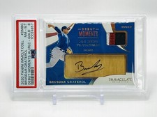 Brusdar Graterol RC Worn Patch Auto 6/10-Panini Gold Pop 1 Debut Moments PSA 8✨