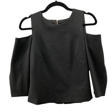 Eliza J Cold Shoulder Blouse Womens 8 Black 3/4 Sleeve Formal Minimalist