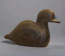 Vintage Hand Carved Ironwood Duck Decor Sculpture Brown