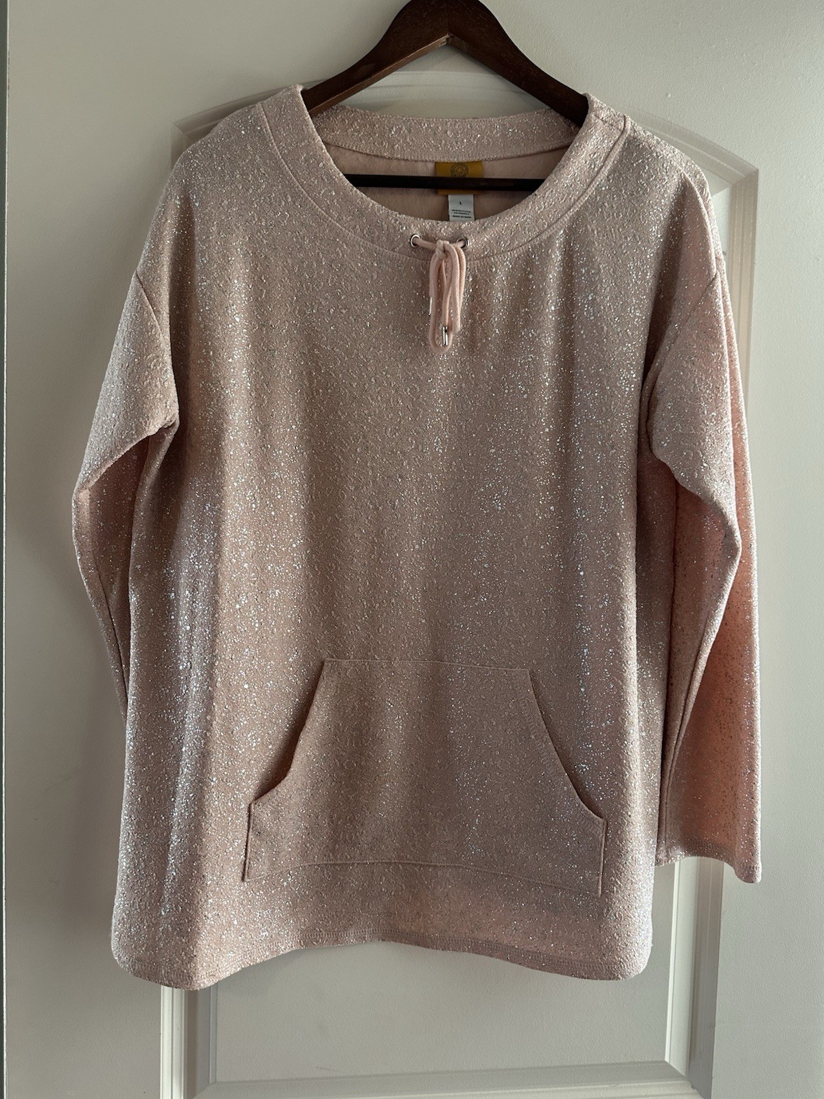 Ruby Rd. Pink Foil Drawstring Kangaroo Pocket Swe… - image 2