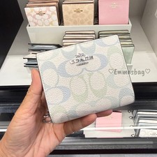 Coach Snap Wallet In Pretty Signature Canvas CEC37 signature canvas/Silver/Chalk