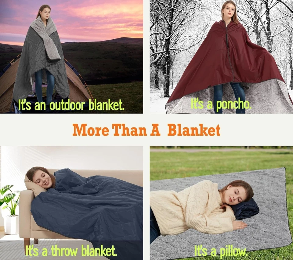 Outdoor/Indoor Sherpa Blanket, Oversized Waterproof Stadium Blanket for Cold Wea - Image 3 of 4
