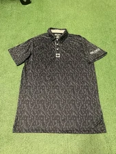 Pins and Aces Polo Shirt Men’s Large Geometric Print Stretch Golf Short Sleeve
