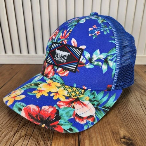 Raven Golf Club Sandestin Snapback Trucker Hat Cap Pukka Blue Floral Hawaiian