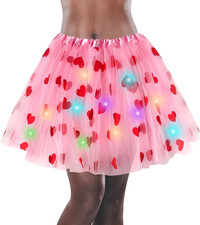 Women'S LED Tutu Skirt - Valentine'S Day Love Tutu Skirt Layered Tulle Ballet Li