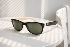 Ray-Ban New Wayfarer Color Mix Sunglasses RB 2132 875 Black Beige 55mm