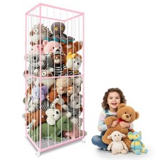 Stuffed Animal Storage, Metal Tube Extra Large Toy Storage Organizer Pink