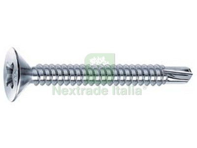 Viti Per Legno Testa Piatta Intaglio 16x1-3/4" - Acciaio Zincato (10 Pezzi) - Foto 2
