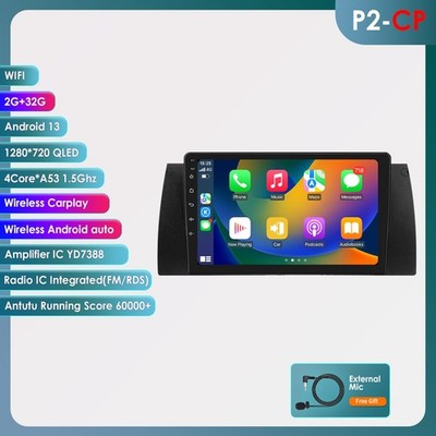 Android Auto Apple CarPlay 2+32GB Car Stereo Radio GPS Navi For BMW M5 1996-2003
