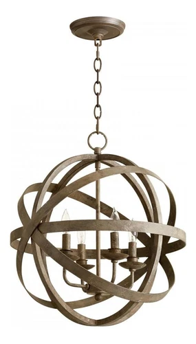 Distressed Zinc Gladwin 4 Light Pendant with Bronze Shade - Picture 1 of 1