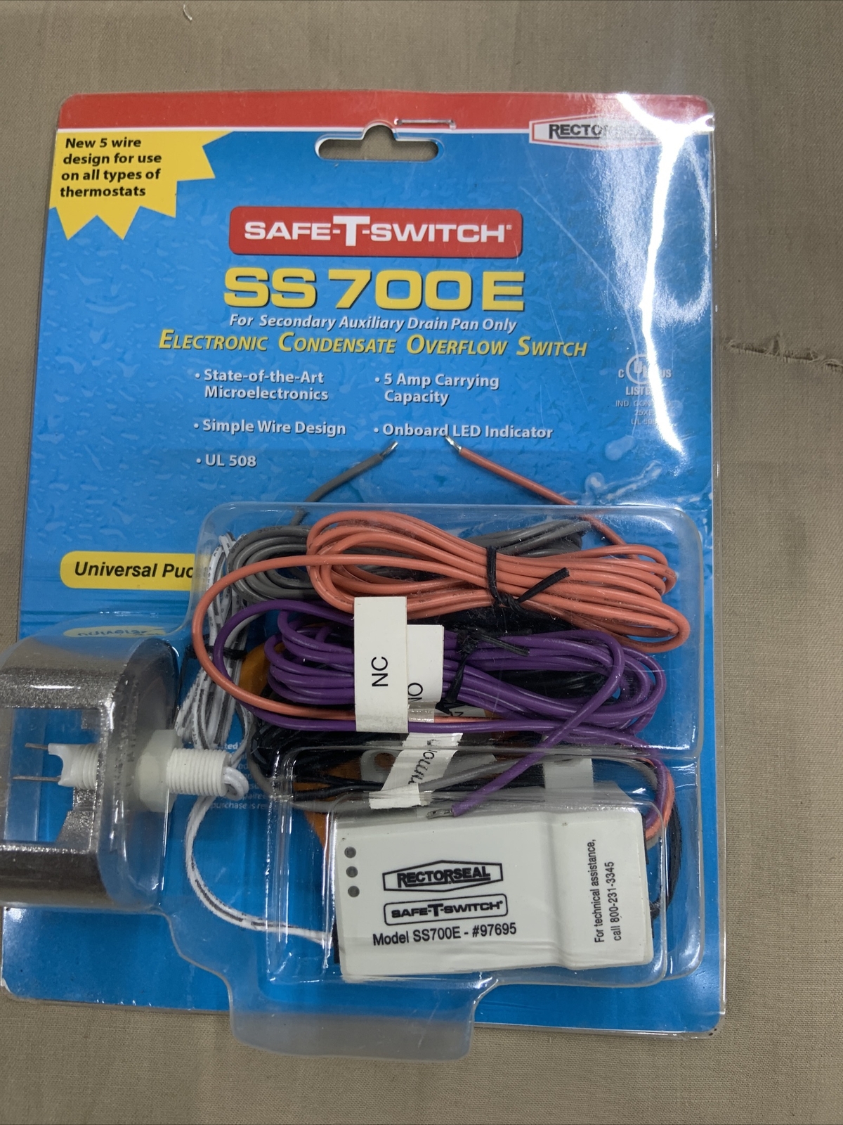 RECTORSEAL 97695 SAFE-T-SWITCH SS700E ELECTRONIC CONDENSATE OVERFLOW SWITCH