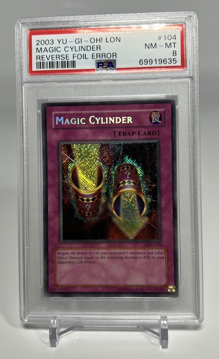 2003 Yugioh! Magic Cylinder Reverse Foil Error LON-104 PSA 8 NM-MT