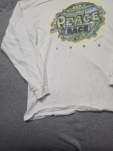 Vintage Hanes Beefy T Shirt Mens Large White 1993 US International Peace Race OH - Picture 6 of 17
