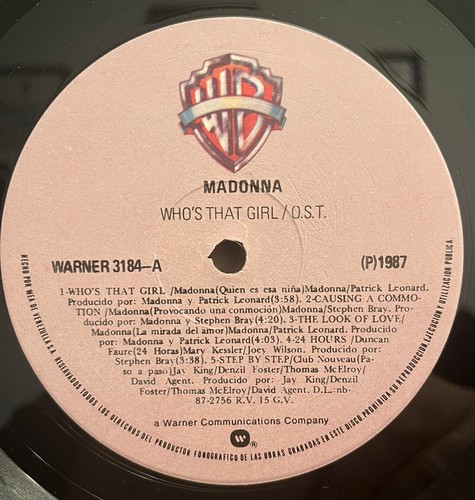 MADONNA Who's That Girl Soundtrack Vinyl Record LP Venezuelan Press VG+ 1987 - Picture 2 of 4