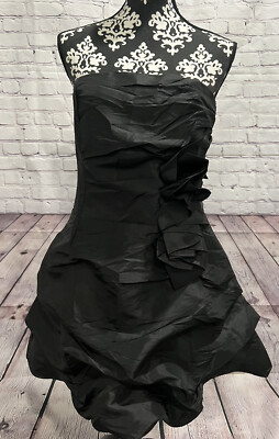 NWOT Feline Black Shiny Satin 3D Flower Bridesmaid Homecoming Short Dress M | eBay NWOT Feline Black Shiny Satin 3D Flower Bridesmaid Homecoming Short Dress M | eBay