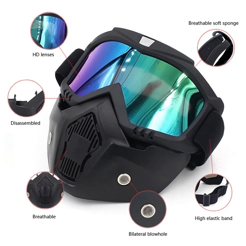 Masque de motocross avec lunettes amovibles pour moto, VTT enduro, ski et quad. - Photo 3/4