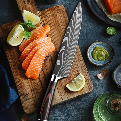 Stainless Steel Chef Knife Japanese Kitchen Knife Set Very Sharp Cutting Knives - Picture 11 of 16