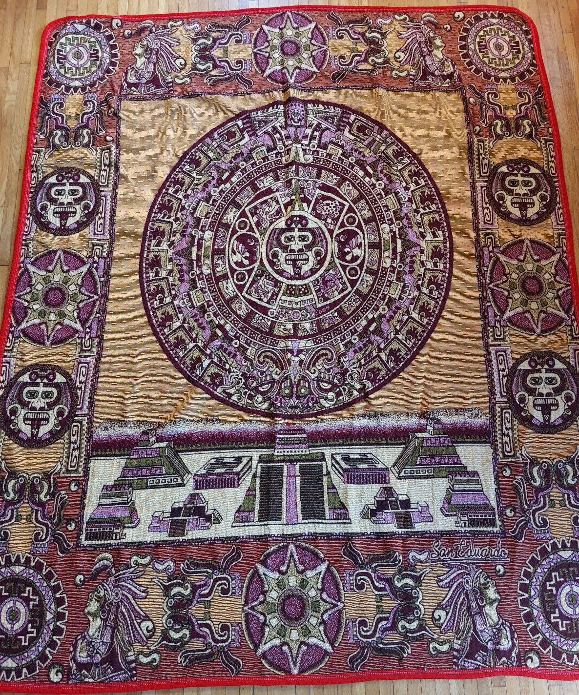 VTG Aztec Mayan Calendar Tribal San Mexico Eduardo Blanket Tapestry Wall Hang | eBay vtg-aztec-mayan-calendar-tribal-san-mexico-eduardo-blanket-tapestry-wall-hang-ebay