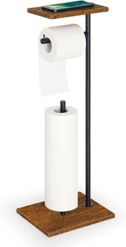 Toilet Paper Holder Freestanding Bathroom Tissue Paper Roll Dispenser With Shelf