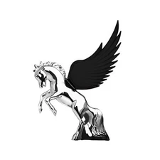GG Grand General 48394 Black 6.5 X 7.5 inches Chrome Fighting Stallion Hood O...
