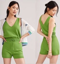 NWT ANTHROPOLOGIE DAILY PRACTICE SHORTS ROMPER JUMPSUIT COMFY KNIT GREEN S