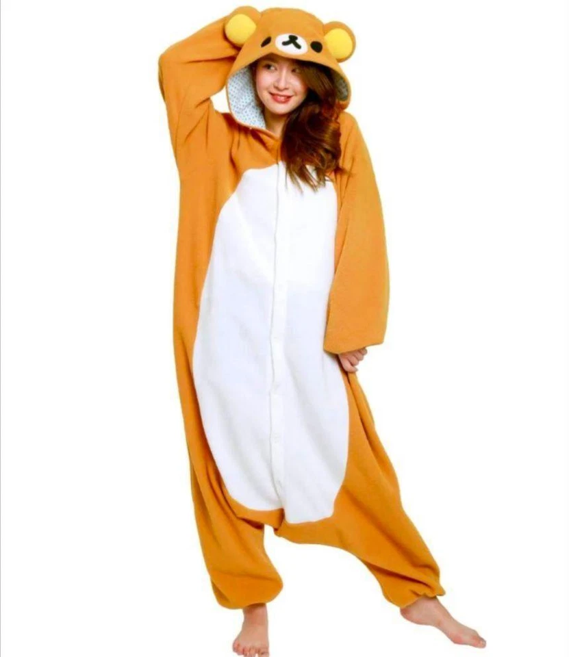 SAZAC Rilakkuma Costume Cosplay Kigurumi Adult Pile One Size Kawaii Unisex Brown - Image 2 of 3