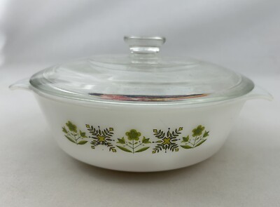 Vintage 1 Qt Meadow Green #436 Anchor Hocking Fire King Casserole Dish w Lid