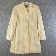 Donna Rae Jacket Women 10 Yellow Houndstooth 3/4 Length Jacket Classic Twee Glam