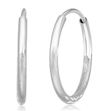 Wellingsale 14k White Gold Diamond Cut 1.5mm Endless Hoop Earrings 17 x 17 mm 