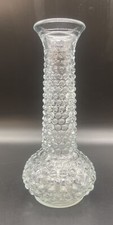 VTG E. O. Brody CLEAR Glass 7 5/8" Hobnail Bud Vase M2000 C945, made in USA