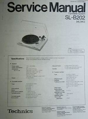 Technics SL-B202 M MC Service Manual Turntable System Photocopy | eBay