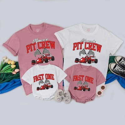 Personalized Pit Crew Family Matching T-Shirt, Fast One Birthday Shirts