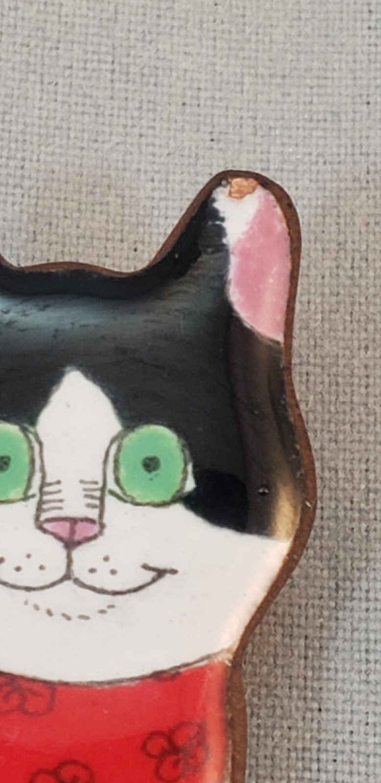 RARE Signed Elvie Zell Enamel New Old Stock Tuxedo Cat 1 Handkerchief Pin Brooch