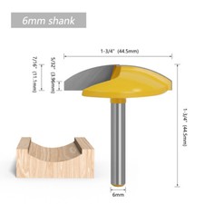 1 Pcs Bowl Router Bit - Radius: 1.65", Diameter: 1-3/4" - 6mm or 8mm Shank