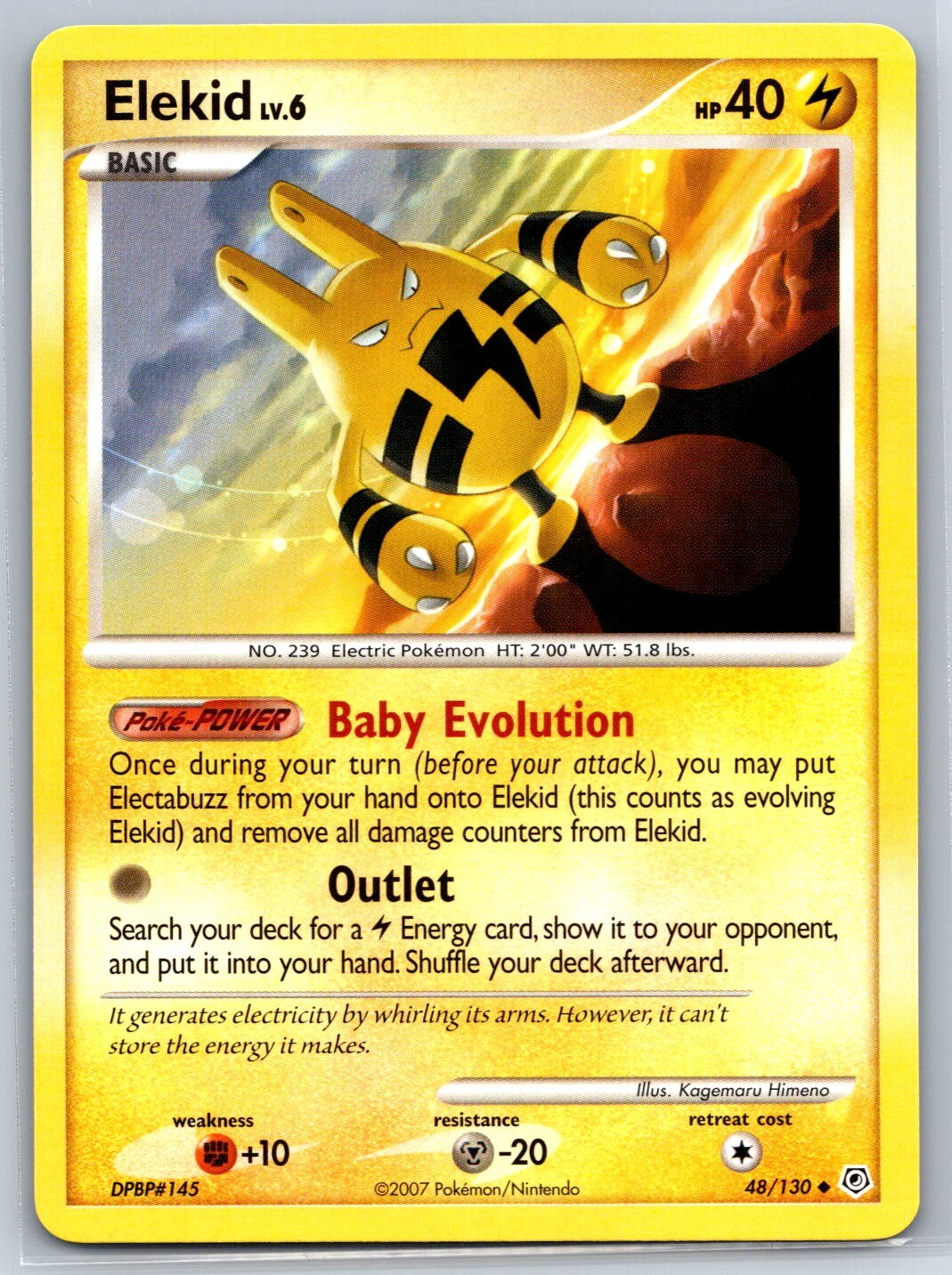 Elekid - Diamond Pearl 48/130 Kagemaru Himeno Pokemon Card NM