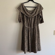 Lane Bryant Women 14/16 Leopard Animal Print Off The Shoulder Sweater Dress NWT