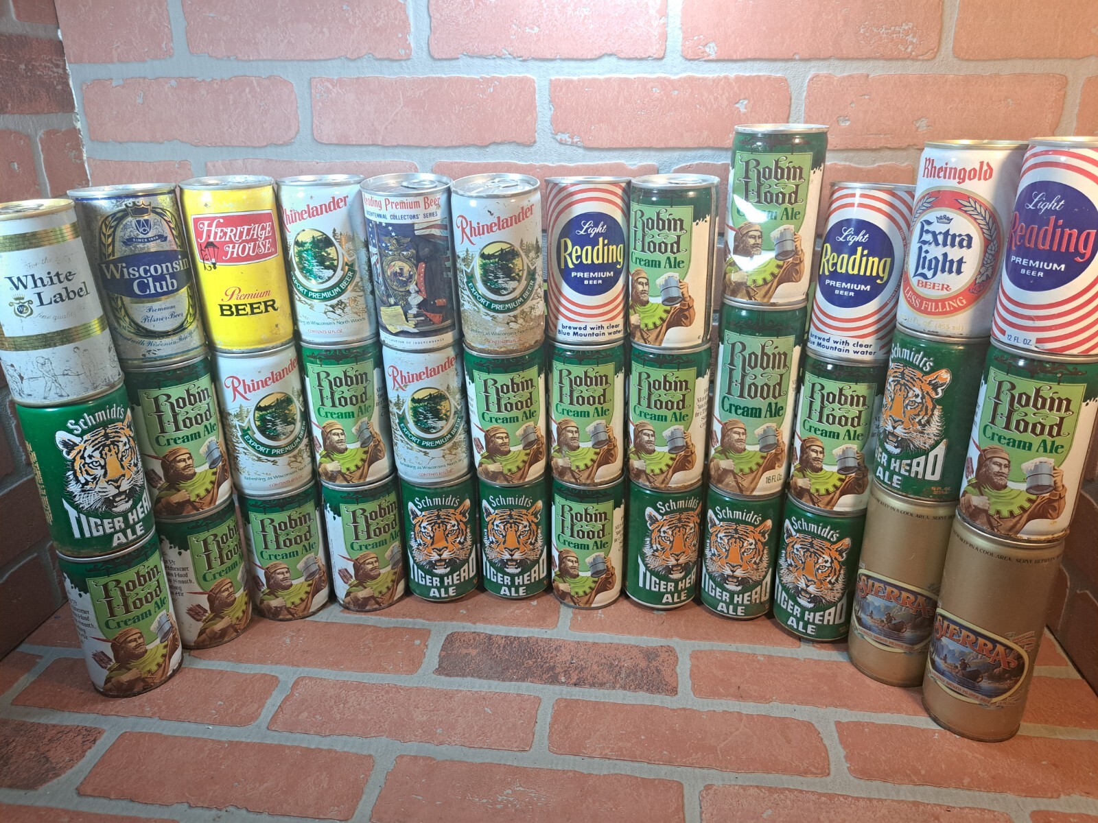 Vintage Steel Beer Can Lot Of 36 Pull Tab Robin Hood Cream Ale Schmidts