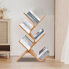Book Shelf, 5-Tier Floor Bamboo Tree Bookshelf, Standing Bookcase 63x20x91cm