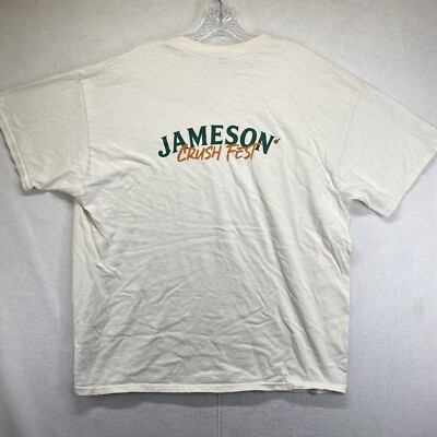Jameson Whiskey T Shirt Rare Crush Fest Mens Large BOXY Fit Off White