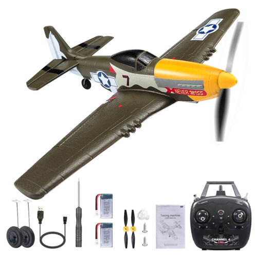 Avión de radiocontrol Mustang de la Segunda Guerra Mundial 2,4G 4 canales 6 ejes giroscopio ala fija 1 llave acrobática RTF - Imagen 8 de 10