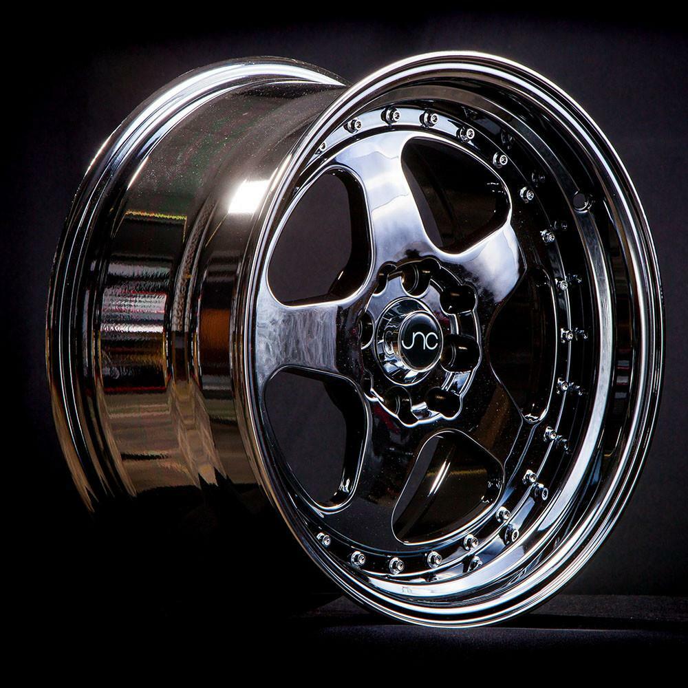 JNC 010 Black Chrome 15x9 4x100/4x114.3 +20 Wheel/Rim | eBay
