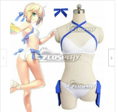 Fate Grand Order Saber Artoria Pendragon King Arthur Swimsuit Cosplay Costume