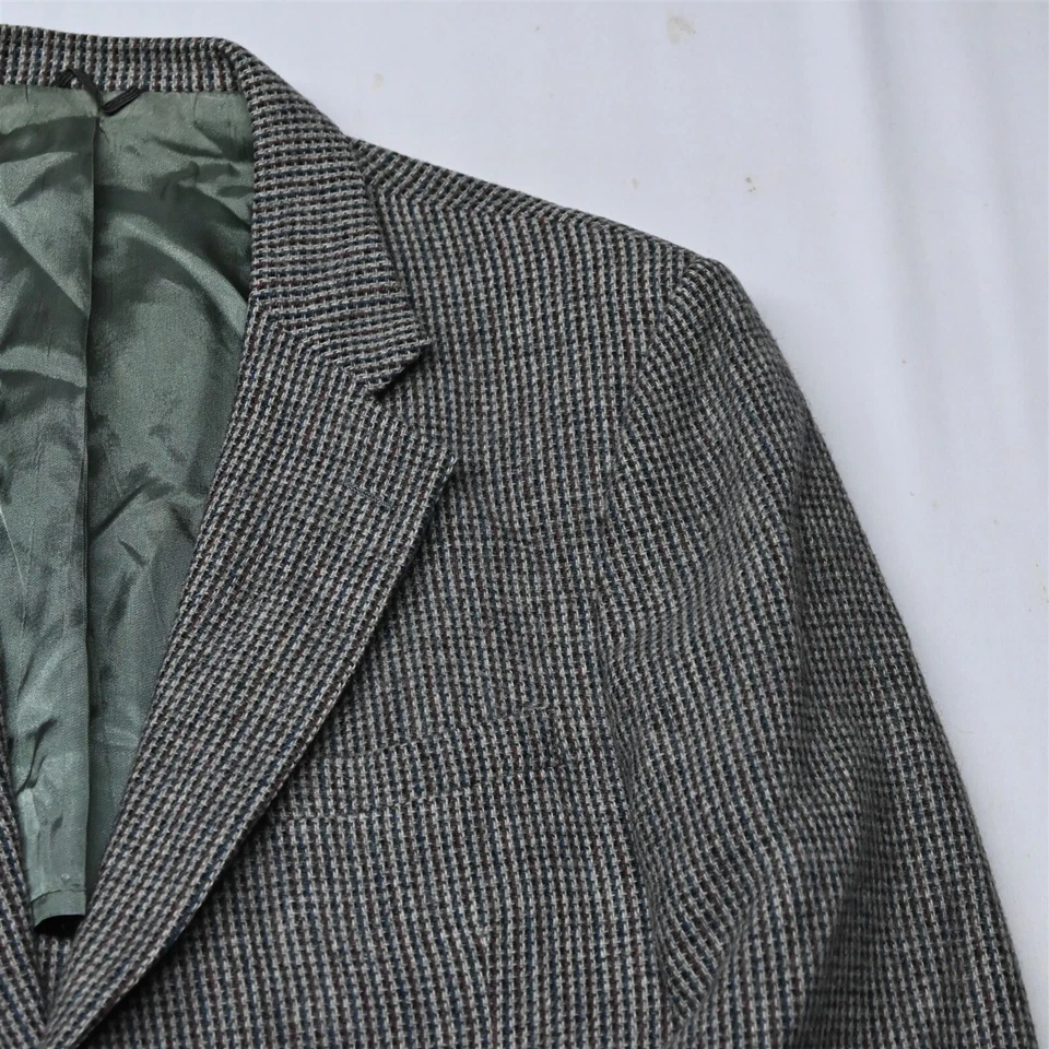 Abrigo Deportivo Blazer De Colección 42L Gris Tejido Manta Tweed 100% Lana Para Hombre Foto 2 de 4