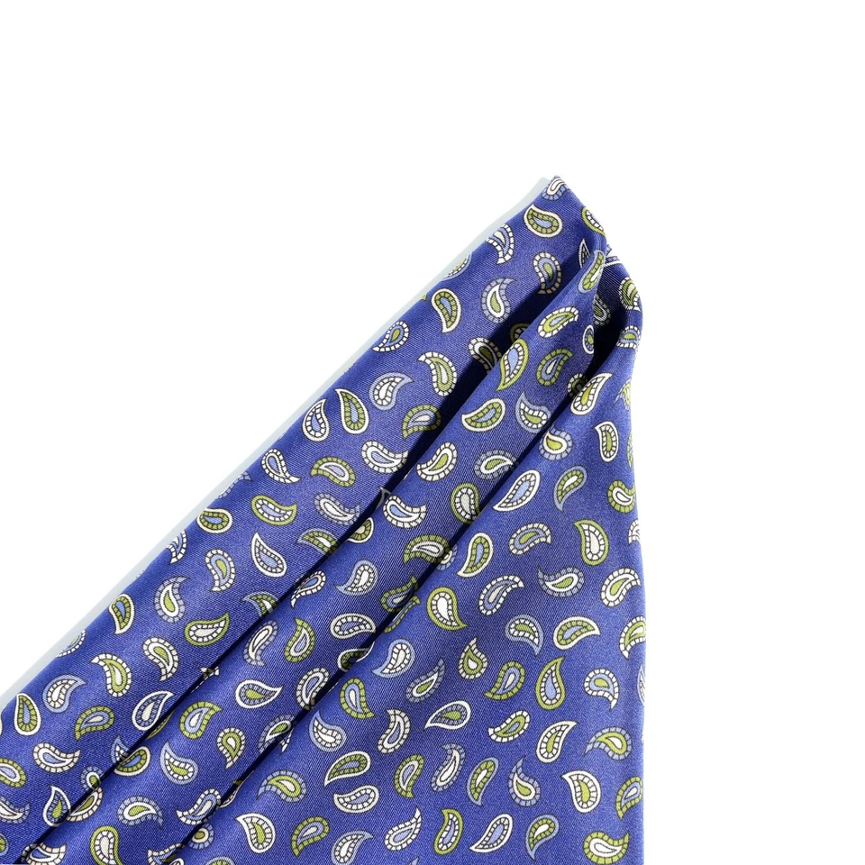 man’s 100%Silk pocket square Light blue Paisley 53cm 21" Hand rolled China Made - Image 3 of 4