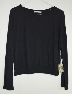 Active USA Black Ribbed Long Sleeve Sweater Large NWT