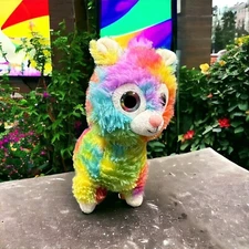 Spark Create Imagine 12” Plush Rainbow Llama Alpaca Big Glitter Eyes Stuffed Toy