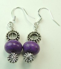 Purple Howlite  Flower Earrings Handmade Jewelry