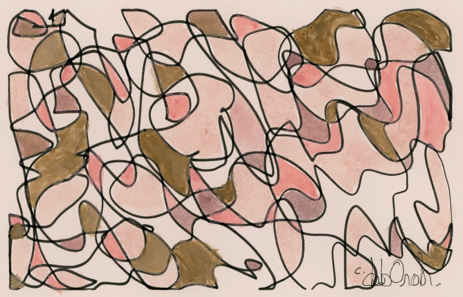 CURVAS SEXY - Acuarela Original Expresionista Abstracto PINTURA MULTIMEDIA MIXTA