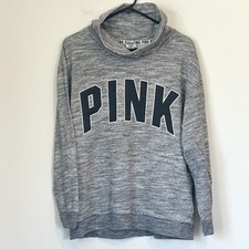 Victoria's Secret PINK Gray Logo Cowl Neck Sweatshirt - Medium